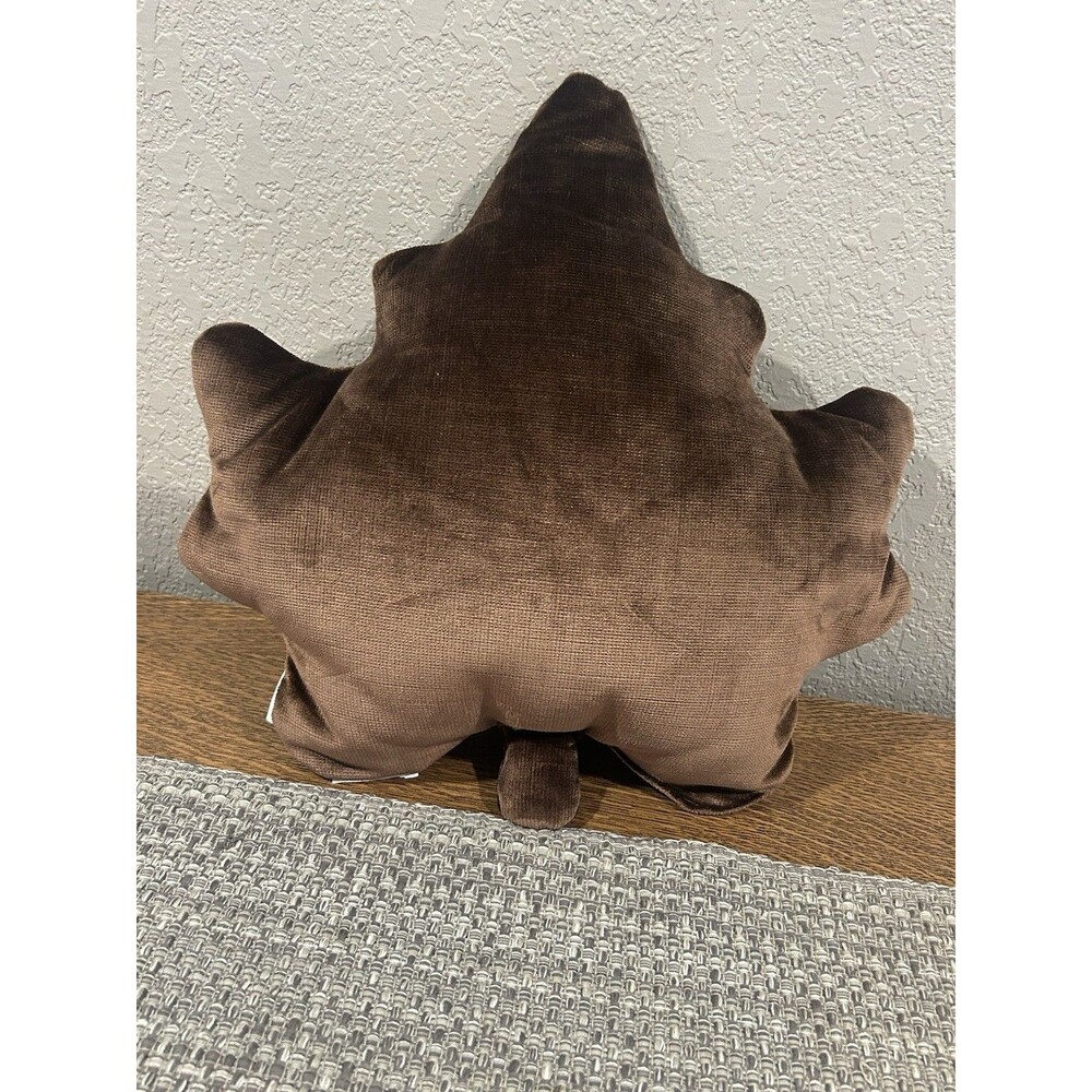 Martha Stewart Accent Pillow Brown Velvet Maple Leaf Fall Embroidered Veins - Picture 3 of 5